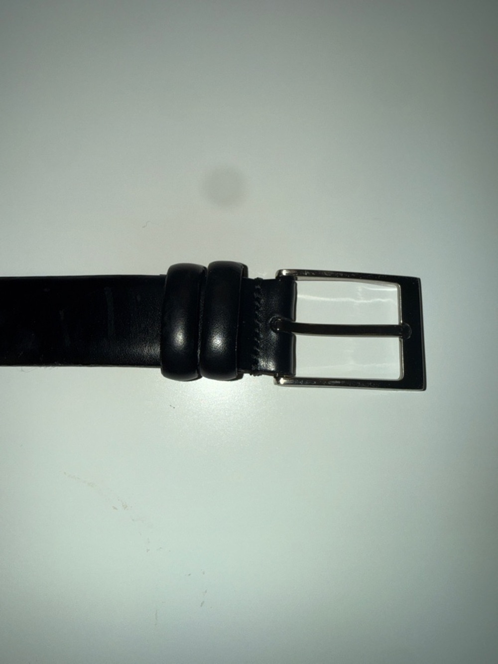 Classic Black Italian handmade Leather Men's Belt with Silver Buckle